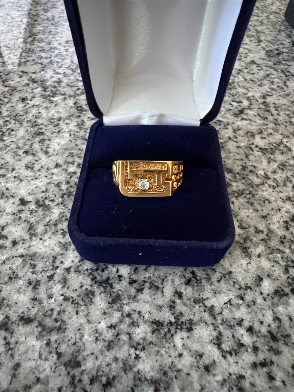 18K Heavy Gold Electroplated Geometric Ring Center Stone - Size 7, 10 & 11 - NWT